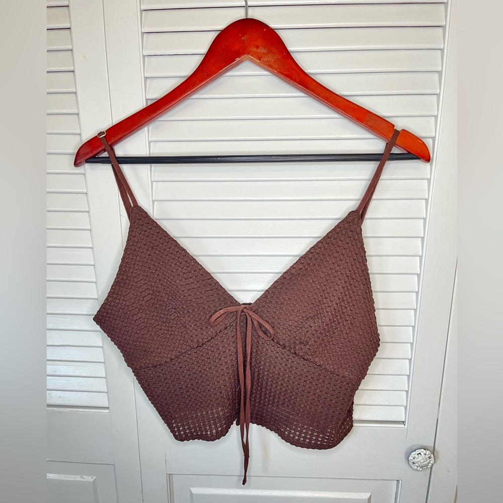 H&M Brown Textured Knit Top